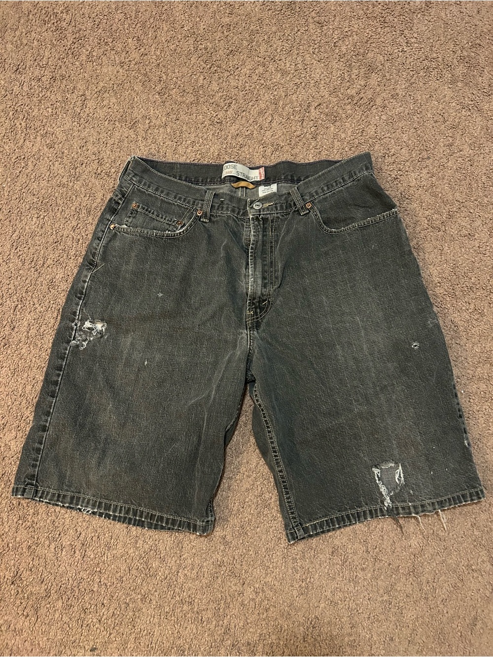 Levi's Black Distressed Denim Jean Shorts